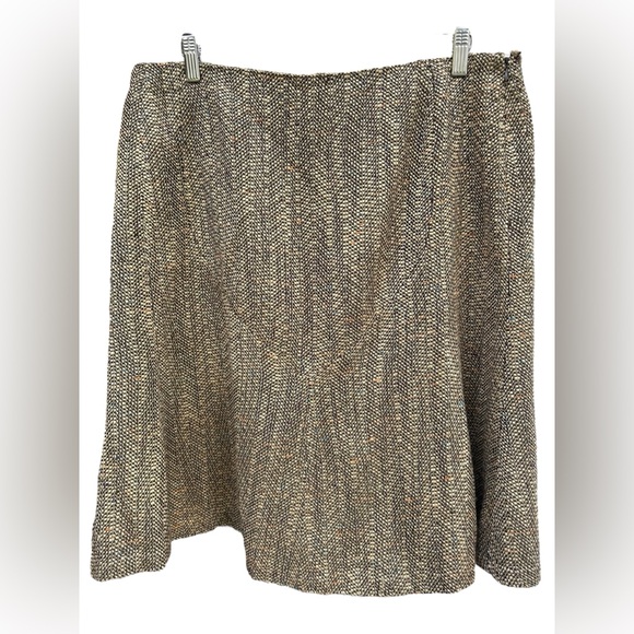 Oscar De La Renta Tweed Skirt Sz 14 A-Line Olive Green Academia Cottagecore Boho - Picture 13 of 16